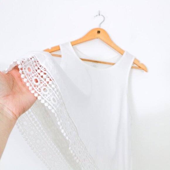 *a.n.a White Tank Top with Lace Trim - Picture 6 of 8